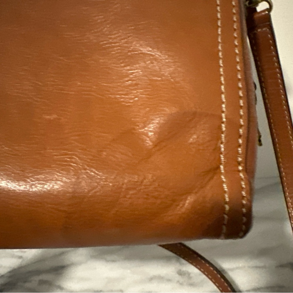 Fossil Brown Leather Crossbody Bag with key charm - Picture 5 of 14